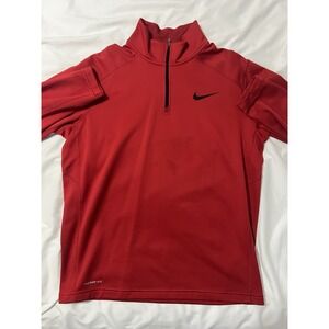 Nike Men's Pullover Sweater Quarter Zip, Red, Large, Therma Fit